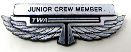 TWA Junior Crew Member Pin Trans World Airlines Silver Plastic Wings 2 in  #628C - $18.80