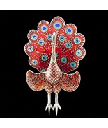 Magnifique Argent Sterling Siam Coloré Paon Émail Broche - $4,518.54 MXN