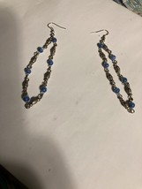 beaded beach blue loop pierced earrings - £15.79 GBP