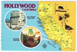 California Postcard Hollywood Pictorial Map - £2.31 GBP