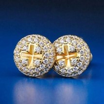 1Ct Round Cut Lab Created Diamond Women&#39;s Stud Earrings 14K Yellow Gold Plated - £83.20 GBP