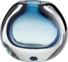 Vase Cyan Design Jacinta Contemporary Blue Clear Glass - £164.97 GBP