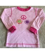 Kirkland Girls Pink Embroidered Peace Sign Snug Long Sleeve Pajama Shirt 5T - $6.72 CAD