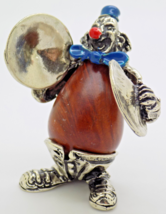 Vintage Italian Handmade Genuine Silver .800 &amp; Wood RARE Cymbals Clown Figurine - £73.76 GBP