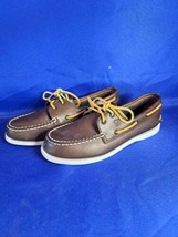 Sperry Top Sider Youth Boys 3 M Boat Shoes Brown Leather Lace Up Comfort... - $40.19