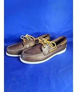 Sperry Top Sider Youth Boys 3 M Boat Shoes Brown Leather Lace Up Comfort... - £32.08 GBP
