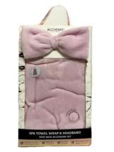Living Spa Womens Pink Towel Wrap &amp; Headband Post Bath &amp; Accessory Set New - $39.59