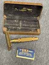 Vtg Gillette Otto Roth Thin Bar Handle DE Safety Razor With Case And Sta... - $45.82