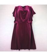 Jessica Simpson Burgundy Velvet Dress Sz 12W Flutter Slv Open Back Blous... - €25,61 EUR