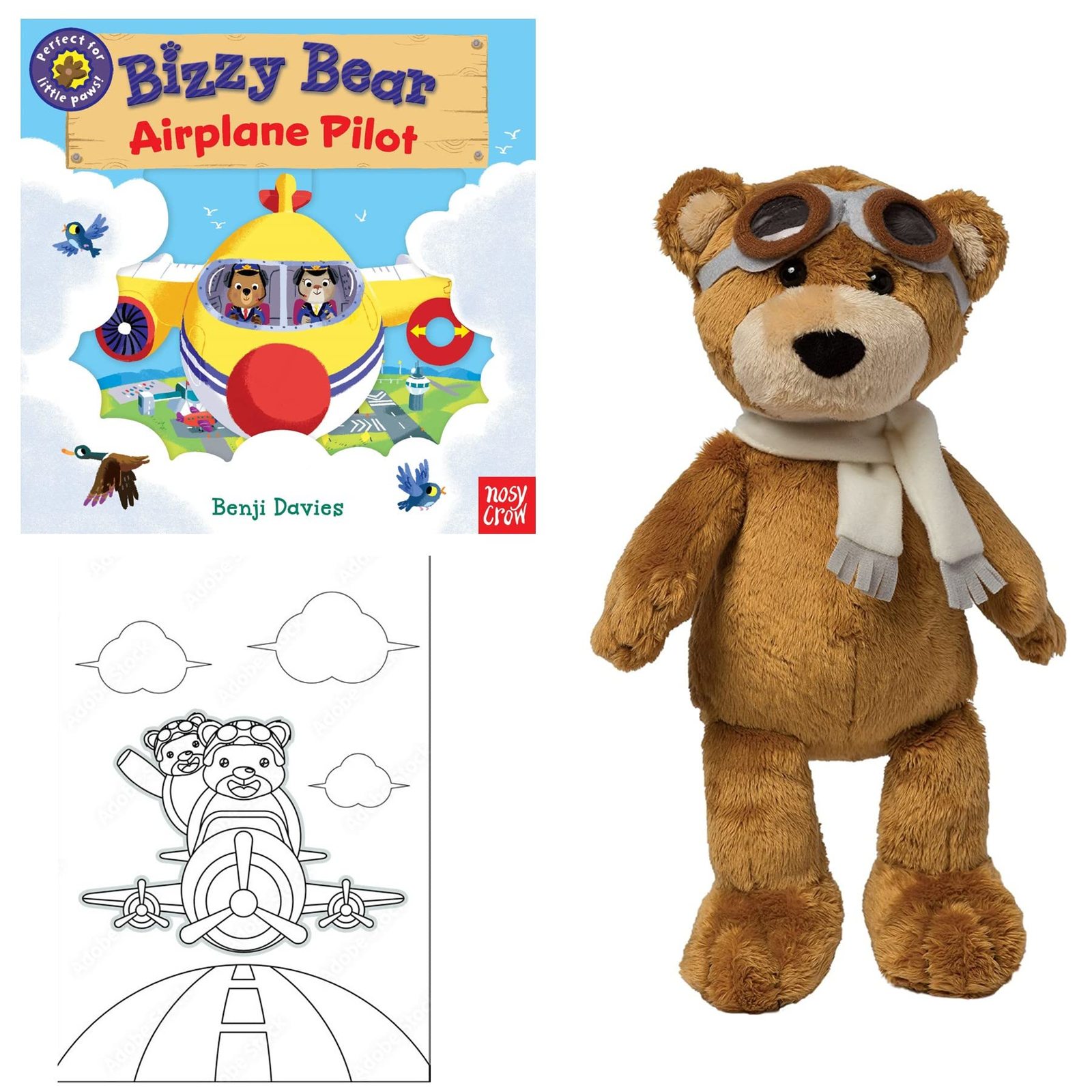 Primary image for Aviator Teddy Bear Toy Gift Set Bizzy Bear Airplane Pilot Book Stuffed Animal +