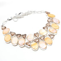 Orange Mother Of Pearl Morganite Gemstone Handmade Necklace Jewelry 18&quot; SA 3794 - £11.98 GBP