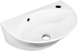 17 In. Small Bathroom Sink With Overflow And Single Faucet Hole By Renov... - £132.89 GBP