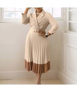Spring Autumn Casual Plus Size Slim Retro Elegant V-Neck High Waist Long... - $105.52 CAD