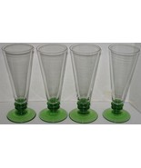 4 Vintage Villeroy &amp; Boch SAAR Clear Green Stems Cocktail Glasses Pilsners - $52.97 CAD