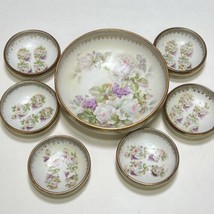6 Tri Footed Nut Cups &amp; Matching Lg Bowl  MW &amp; CO Hand Painted Germany L... - £50.60 GBP