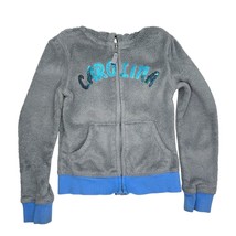 UNC North Carolina Full Zip Fleece Hooded Sweater Youth XS 4-5 Gray Sequins - £15.31 GBP