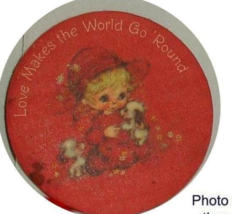 Vintage Hallmark Red Button Pin Love Makes the World go Round - $8.99