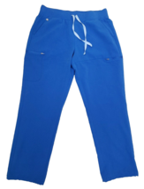 Figs Scrub Pants Womens Sz M Technical Cargo Pocket Blue Yoga Waist Ankle Cinch - £18.49 GBP