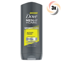3x Bottles Dove Men + Care Sports Active Fresh Face &amp; Body Wash Gel | 400ml - £23.82 GBP