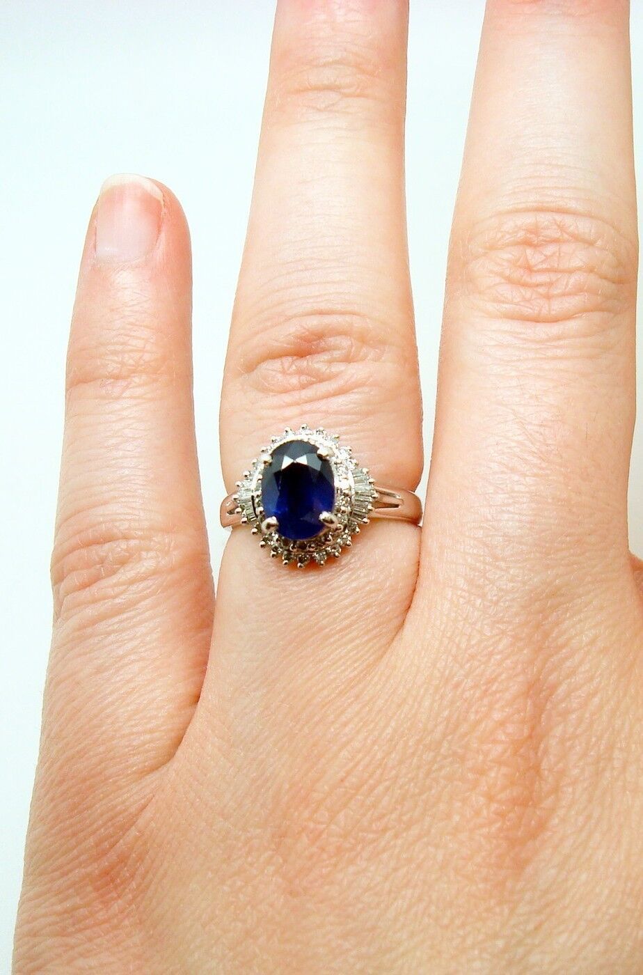 Platinum 1.42ct Blue Genuine Natural Sapphire and Diamond Ring w/ Report (#J487) Item image 10