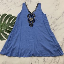 Lilly Pulitzer Owen Trapeze Shift Dress M Blue Gold Floral Embroidered P... - $48.50
