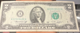 1976 Bicentennial Low #A00928400A Two Dollar Bill  RARE - $885.15 MXN