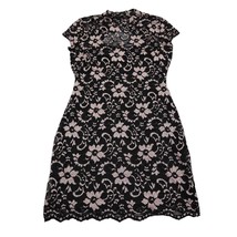 No Boundaries Dress Womens M Black Soot Pink Floral Short Cap Sleeve Hig... - £19.55 GBP