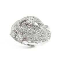 Vintage 1940&#39;s 1950&#39;s Asymmetrical Diamond Cocktail Ring 14K White Gold,... - £1,131.93 GBP