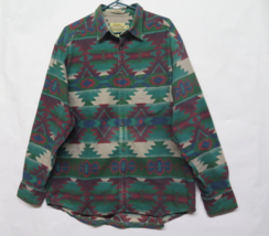 Vtg 90s 00s CABELA&#39;S southwest aztec print chamois flannel camp shirt Me... - $37.95