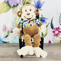 Kellytoy Brown Monkey Plush 16"  Lovey Striped Shirt Stuffed Animal 2013 - $15.00
