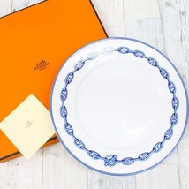 Hermes Chaine D&#39;ancre Dessertteller 22,5 cm blaues Porzellan Dinner 8.75&quot; - £204.96 GBP