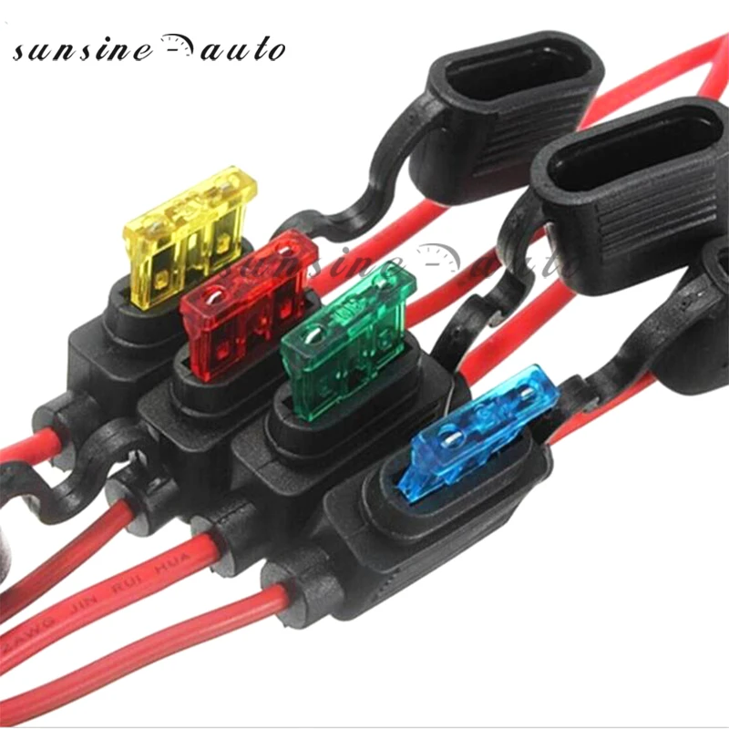 Waterproof 32V  Medium Auto Fuse Holder 16AWG and Car Blade Fuse 2A 3A 5A 7.5A - £7.78 GBP