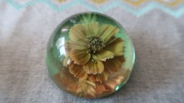 Vintage 1970s Acrylic Lucite Wildflower Paperweight 3&quot; - £46.05 GBP