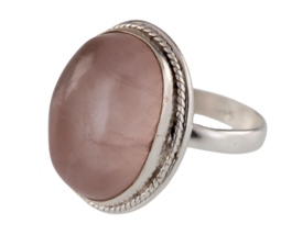 Bague en Argent W / Rose Quartz Cabochon Ovale Taille 7.25 - $56.57