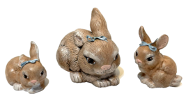 Vintage Ceramic Handpainted Rabbit Family Momma and 2 Babies Easter Lot 3 - £16.82 GBP