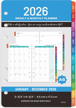2026 Planner Refills - A6 Weekly and Monthly Planner Inserts, 4&quot; X 6.73&quot;... - $15.37