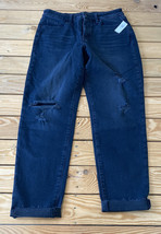 old navy NWT women’s O.G. straight leg jeans Size 10 Distressed Black H11 - £13.41 GBP