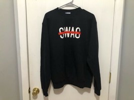 Champion Eco Fleece SWAG Spellout Sweatshirt Black Size Medium - £11.45 GBP