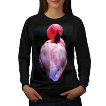 Wellcoda Pink Flamingo Feather Womens Sweatshirt, Bird Casual Pullover Jumper - £22.91 GBP+