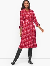Talbots Women&#39;s A-Line Belted Shirt Dress Holly Plaid Size 8P NWT - $49.50