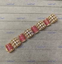 VeronuiQ Trends-Elegant Victorian Style Ruby Pink Stone and Polki Bracelet - £137.71 GBP
