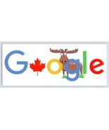  Google Moose &amp; Maple Leaf Clear Logo Sticker  - £7.72 GBP