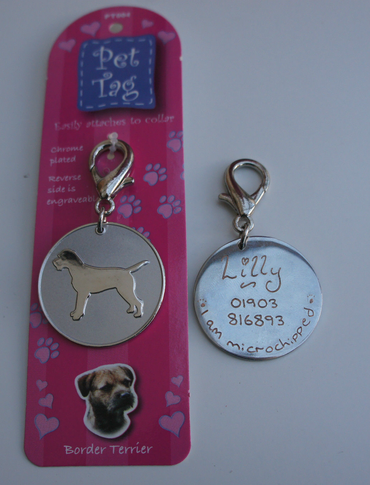 BORDER TERRIER ID TAG -  PET DOG TAG  ENGRAVED FREE - £15.96 GBP