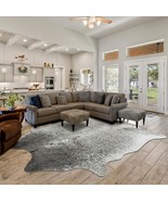 LJD Cowhide Rug for Living Room, 4.6 x 5.2 Feet Grey, Cow Print Skins Ru... - $5,545.21 MXN