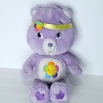 Care Bears HARMONY BEAR Purple 15&quot; Plush w/ Yellow Floral Headband Flowe... - £18.82 GBP