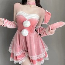 Sassy Bunny Mini Party Dress Plush Costume Collar Choker Headband Gloves - £47.45 GBP