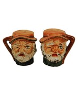 Toby Jug Style Salt and Pepper Shakers, Wrinkled Old Bearded Man, Vintage - $20.10 CAD
