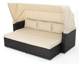 Glaros Outdoor Aluminum Framed Wicker Sofa/Daybed With Water Resistant Canopy - £1,262.73 GBP