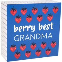 Pavilion Gift Company Blue Berry Best Grandma-4&quot; Strawberry Mini Plaque - £15.22 GBP