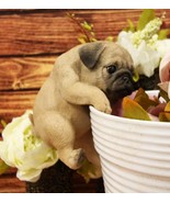 Ebros Pot Pal Hanging Pug Puppy Pooch Dog Statue 6.5&quot; Tall with Glass Eyes - $39.77 CAD